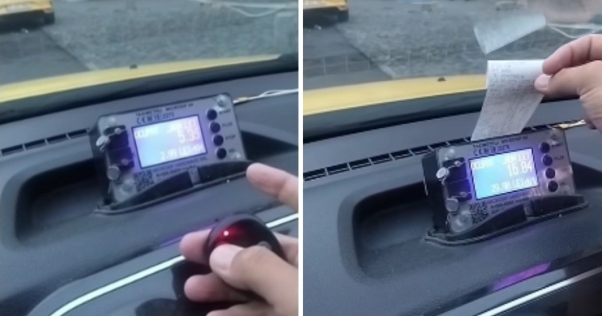 Captură video de la Poliția Locală București arătând dispozitivul „maimuță” descoperit la un taxi