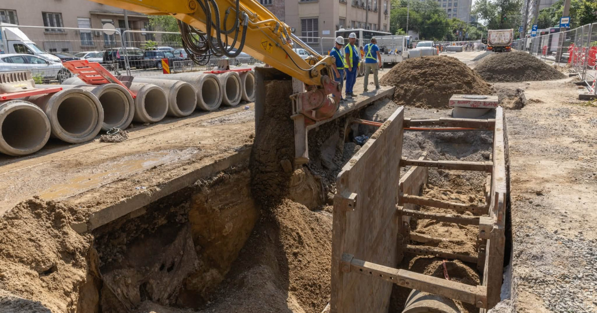 Lucrări de modernizare a canalizării și liniei de tramvai pe Bulevardul Dinicu Golescu, în zona Gării de Nord din București