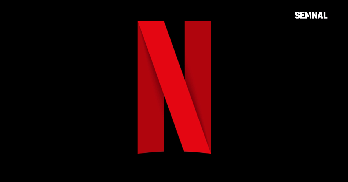 Sigla oficială Netflix, simbolul roșu „N", pe fundal negru