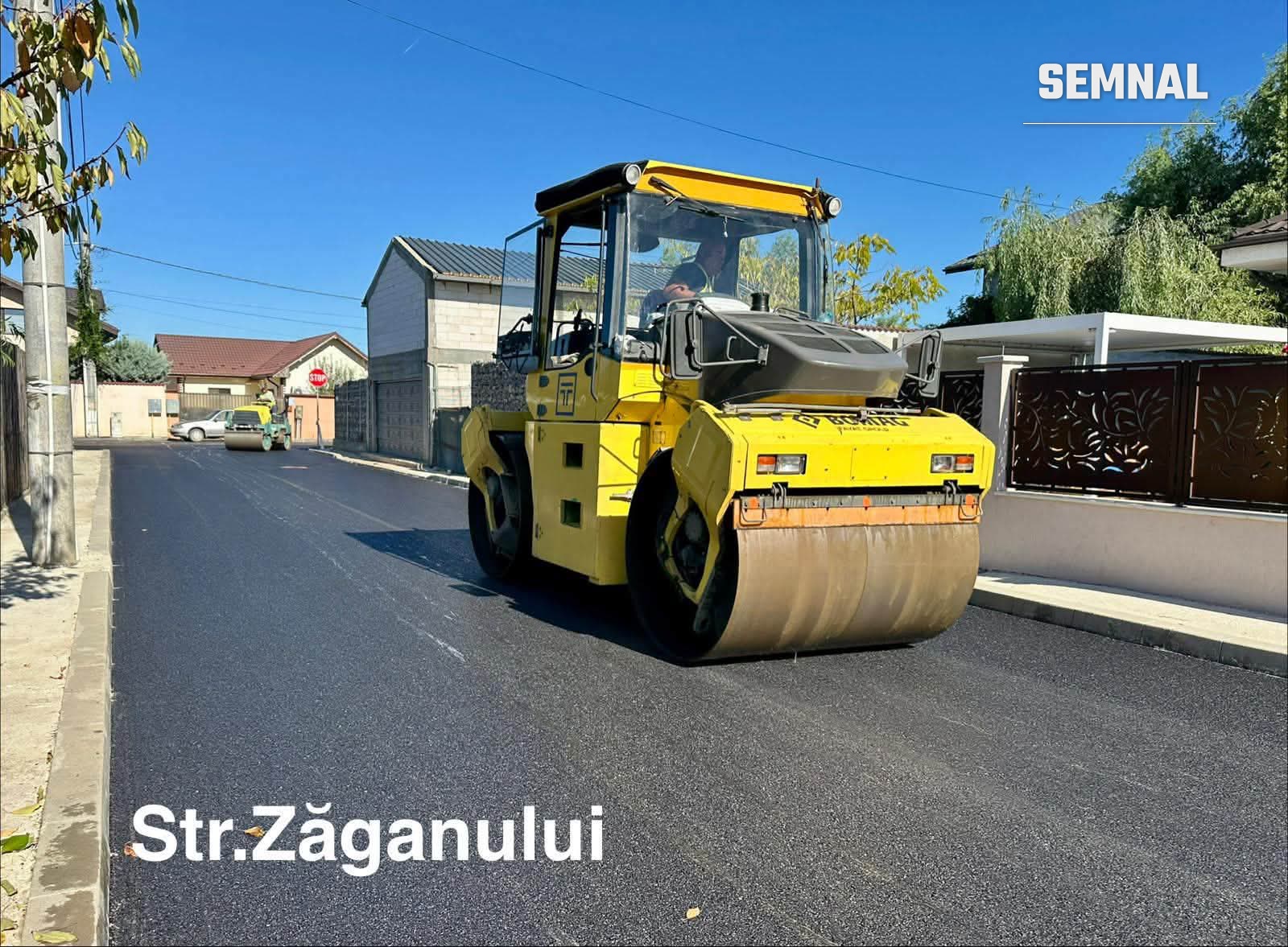 Strada Zăganului, în timpul lucrărilor de asfaltare