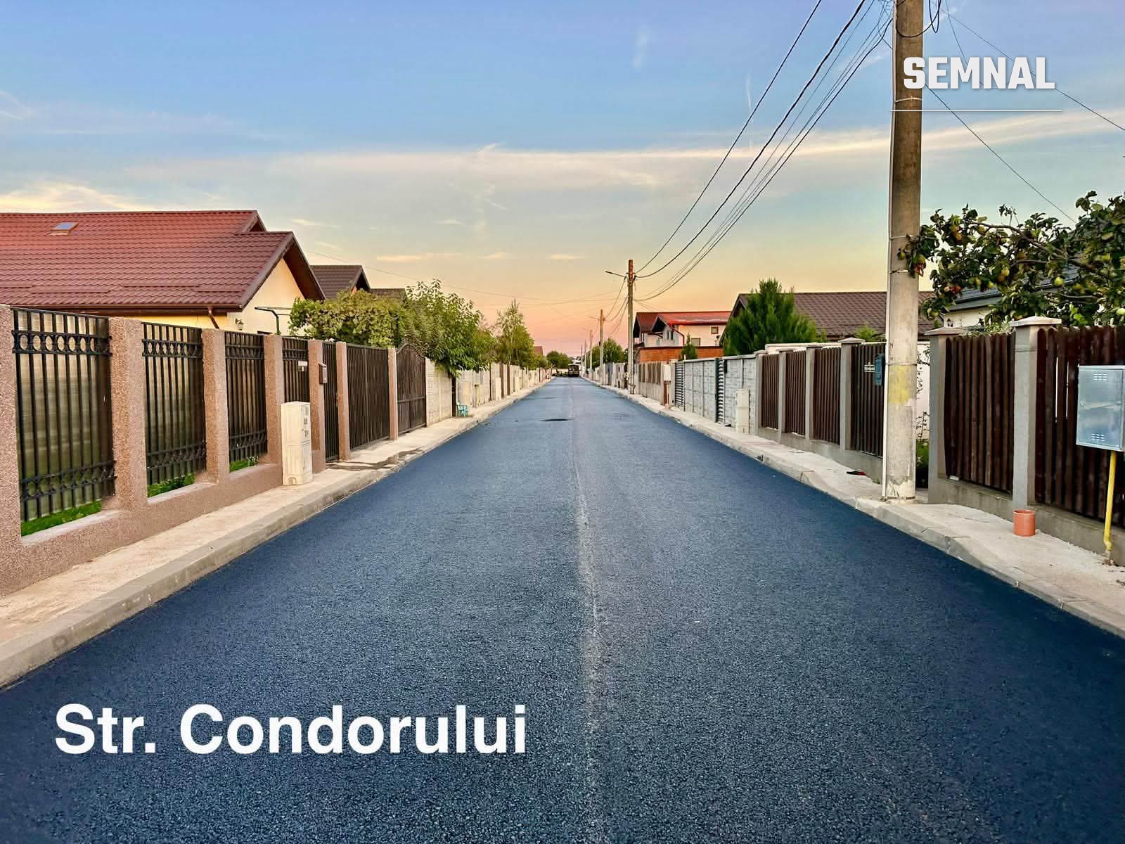Strada Condorului, după turnarea stratului final de asfalt