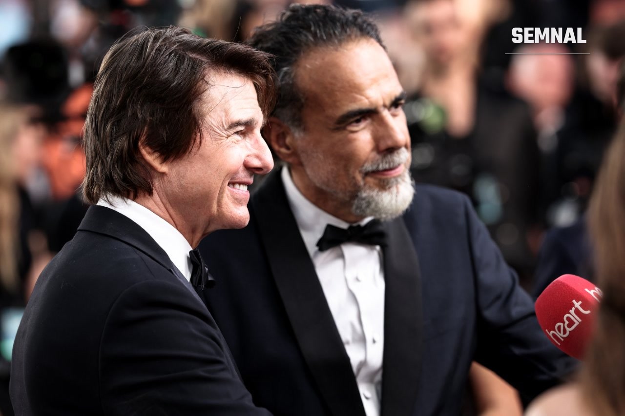 Tom Cruise și regizorul Alejandro G. Iñárritu pe covorul roșu din Leicester Square