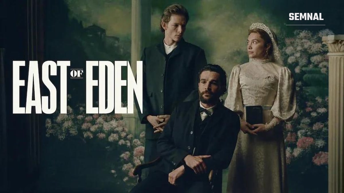 Florence Pugh, alături de colegii de distribuție, în imaginea promoțională a serialului „East of Eden” (Foto: Netflix)