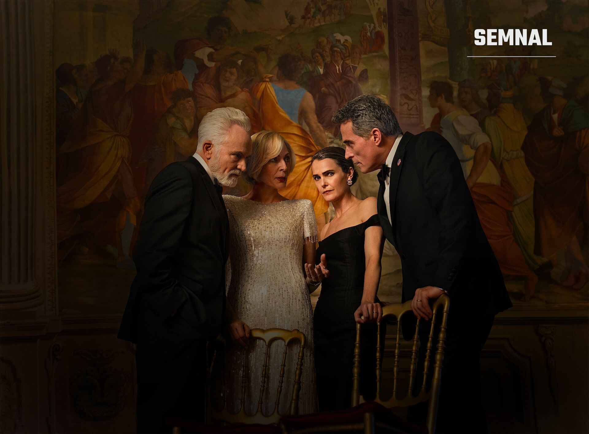 Bradley Whitford, Allison Janney, Keri Russell și Rufus Sewell în imaginea promoțională a serialului „The Diplomat” (Foto: Netflix)