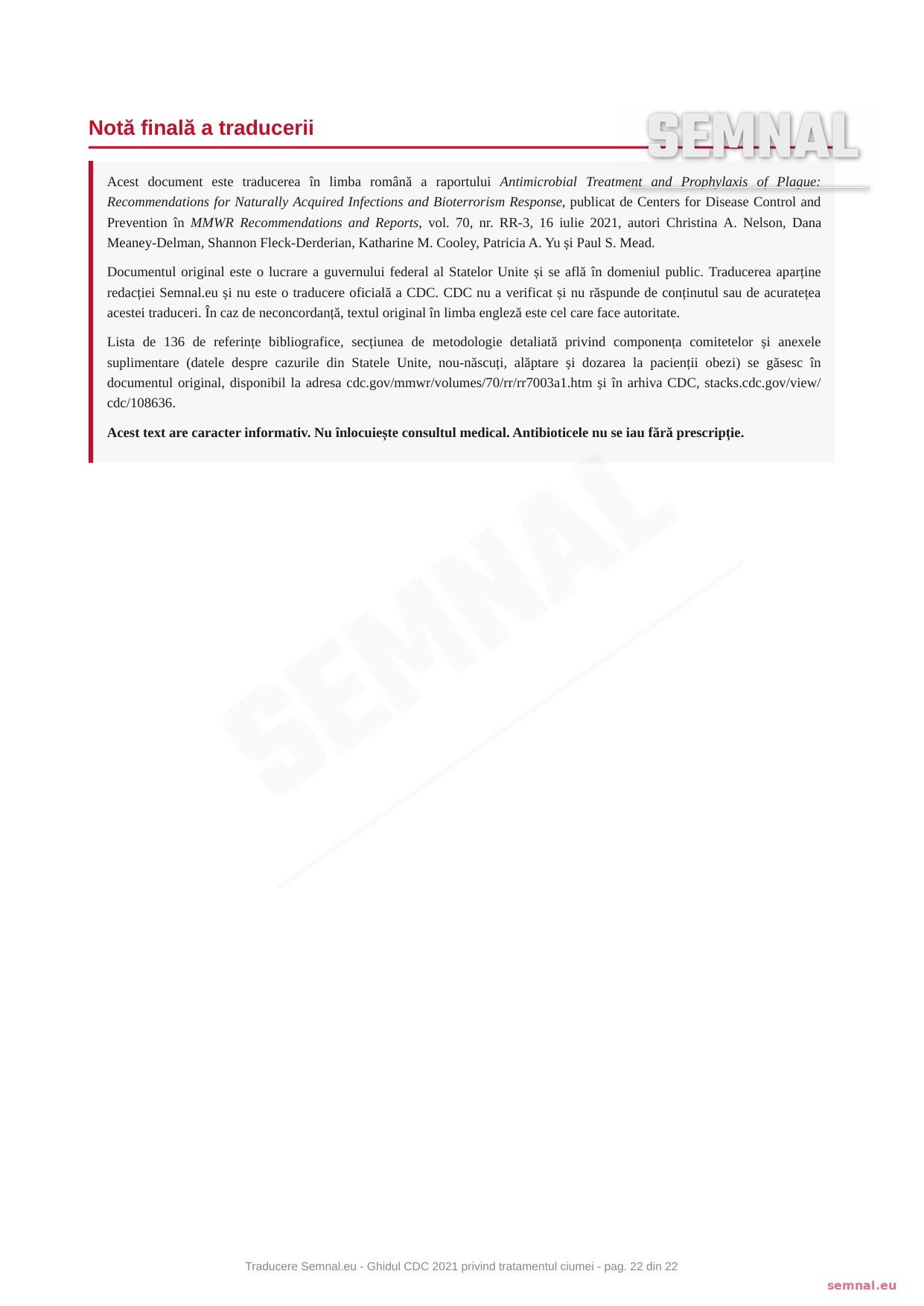 Tabelele de profilaxie și nota finală