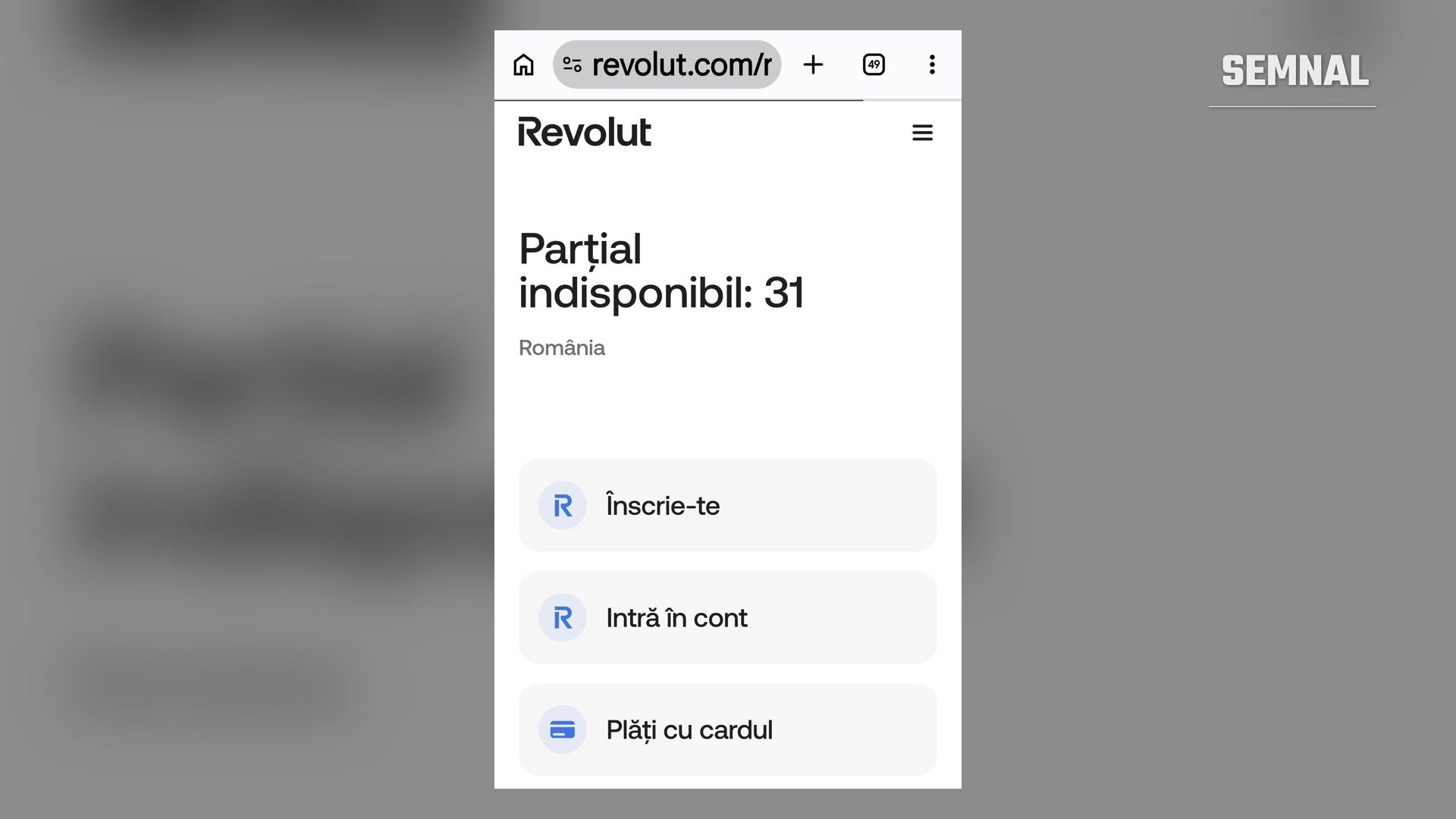 Pagina de stare Revolut pentru România arată 31 de servicii parțial indisponibile, între care plățile cu cardul