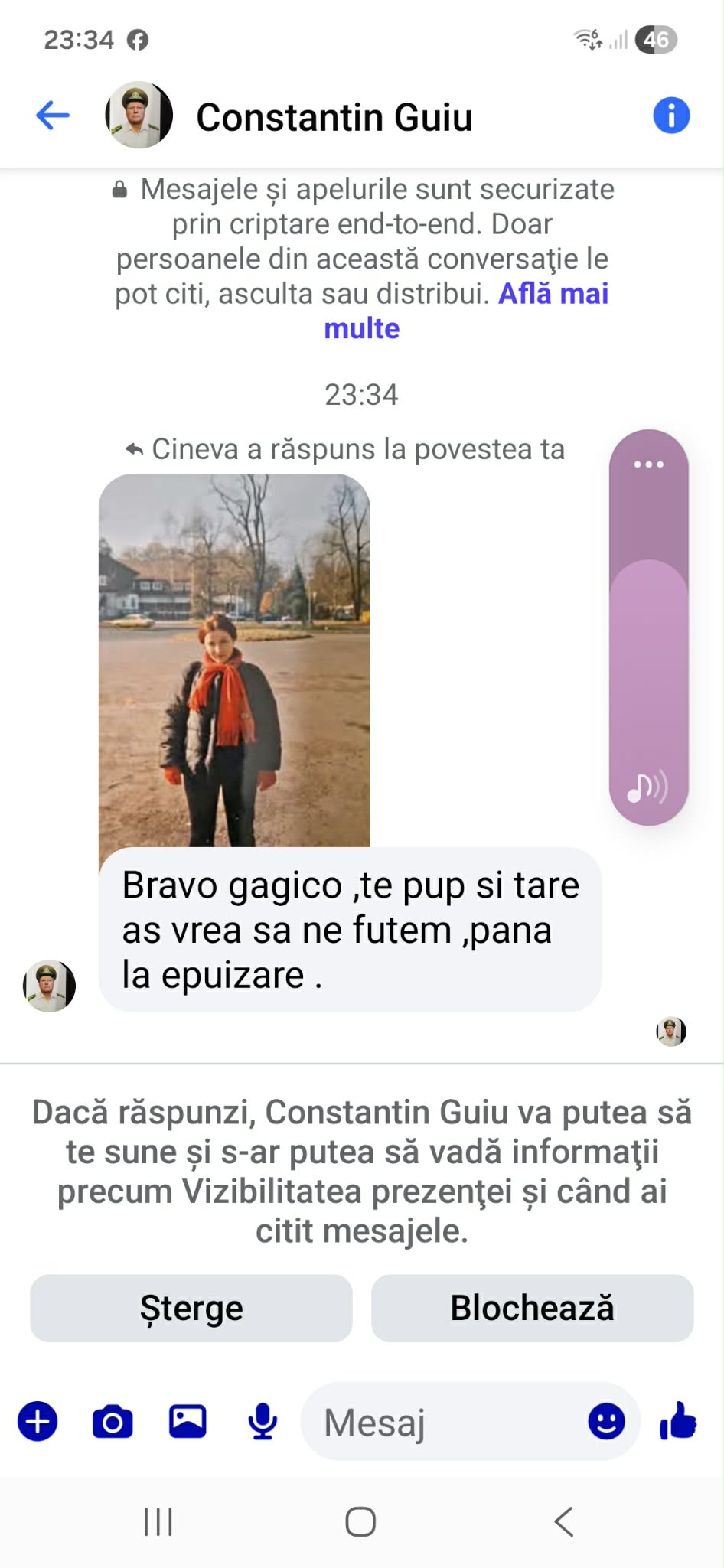 mesaj colonelu Constantin Guiu facebook