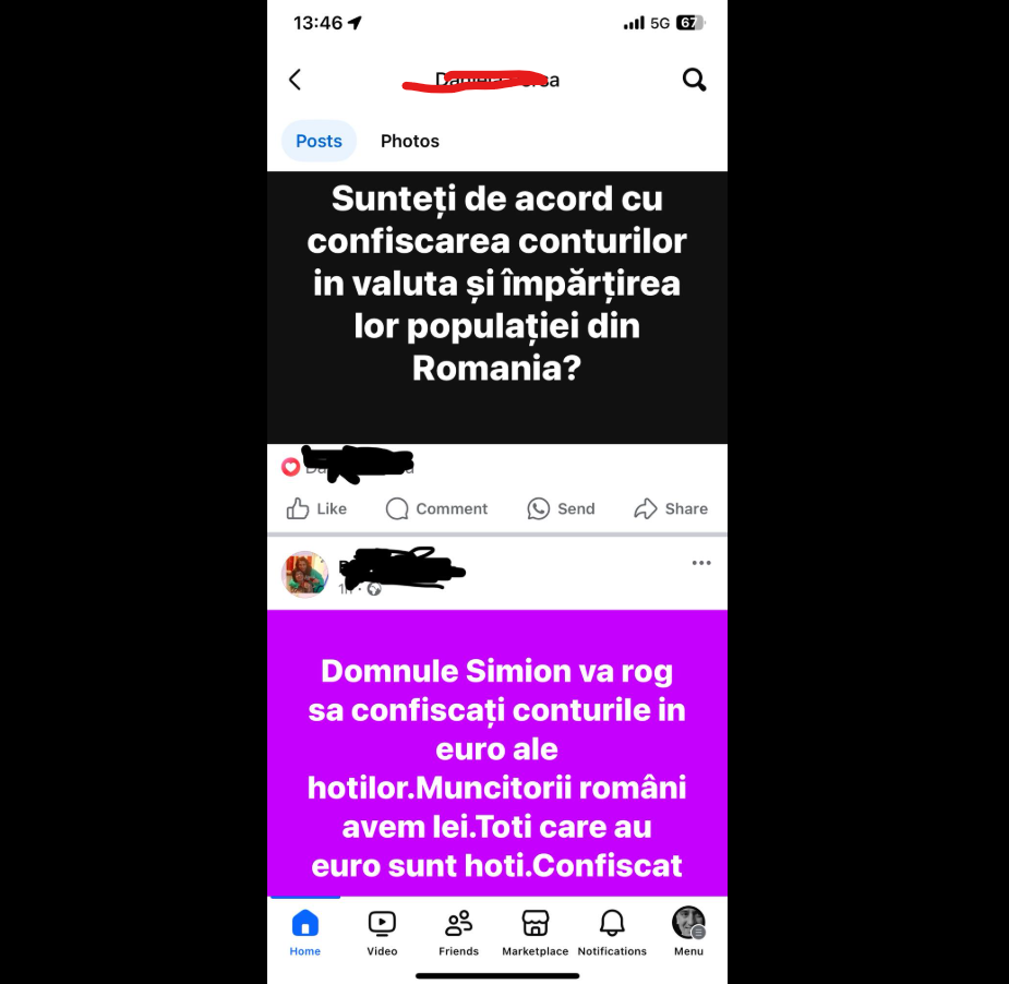 „Sunteți de acord cu confiscarea conturilor în valută și împărțirea lor populației din România?”