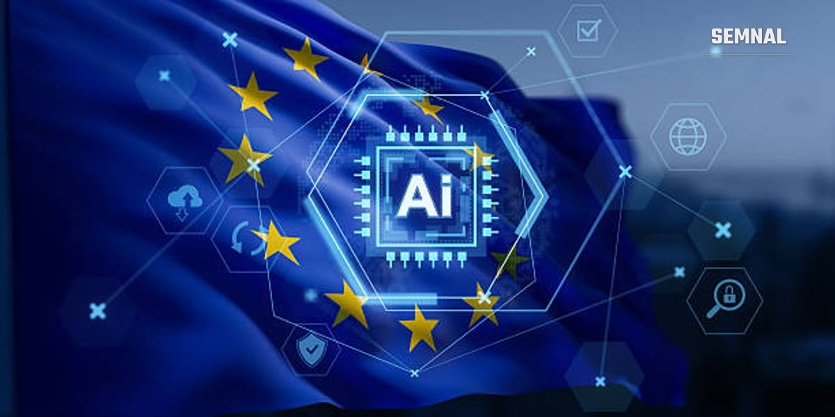 In imagine este steagul UE și modelul AI.