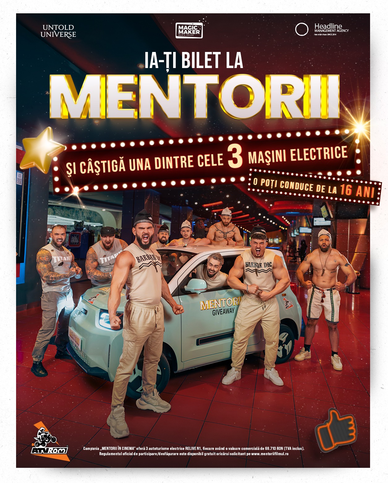 MENTORII, comedia care domină box office-ul românesc, surprinde fanii cu un concurs uriaș: trei mașini electrice cadou, în valoare totală de 40.000 de euro